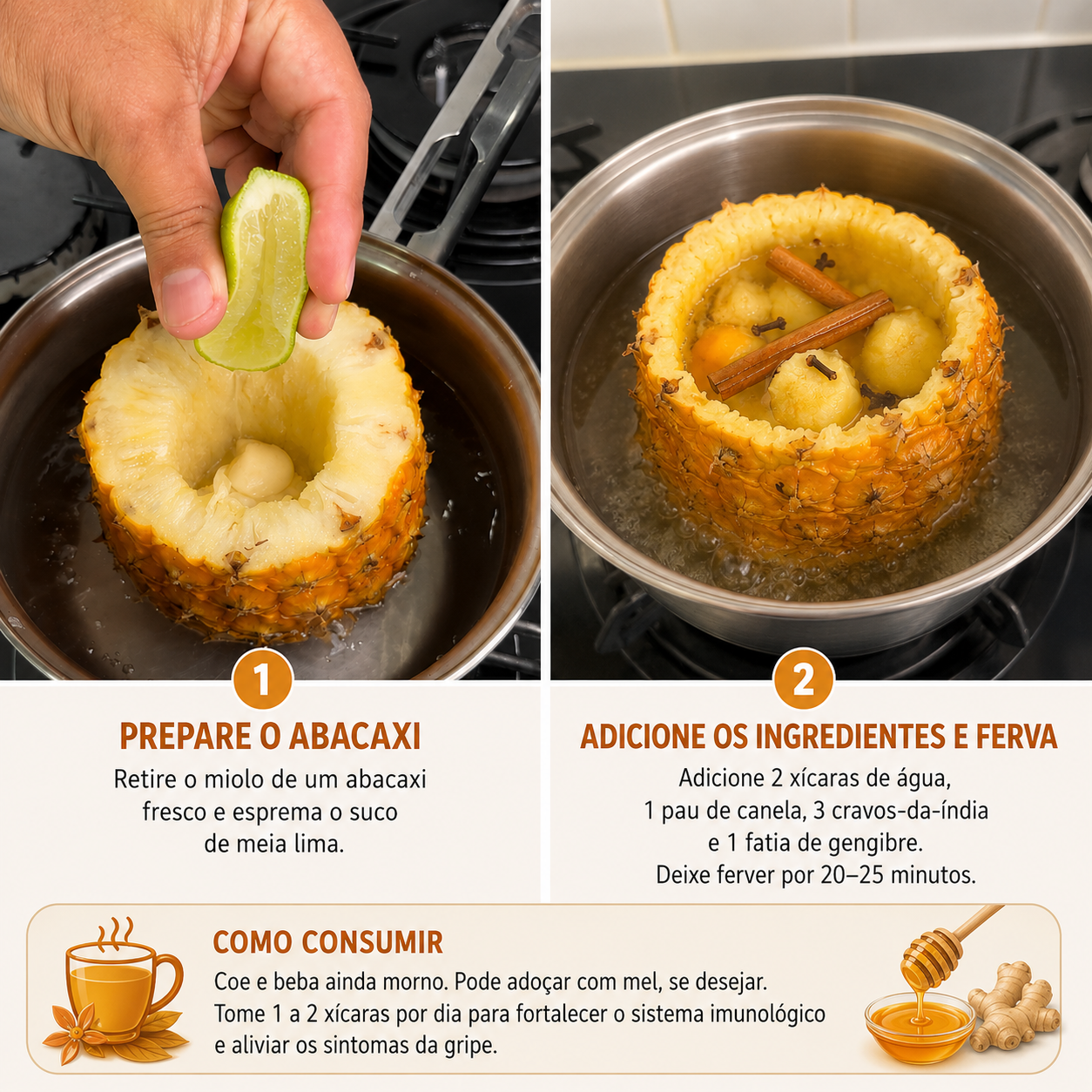 receitas mel e abacaxi